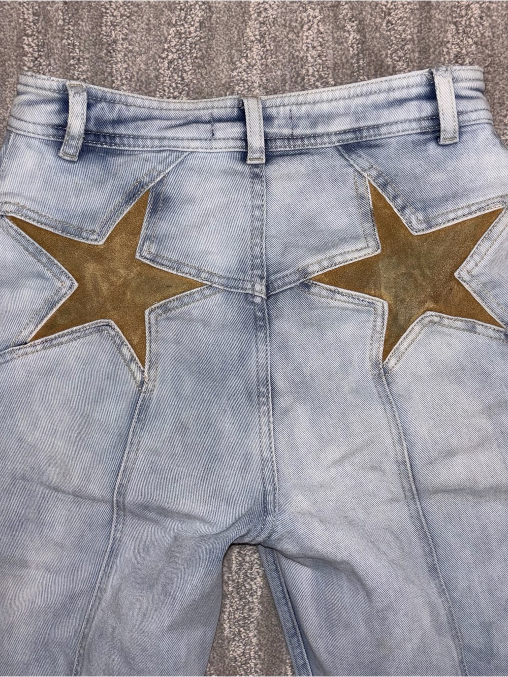 We The Free Firecracker Flare Jeans Light Wash Star Patch Bareback Women’s Sz 27 - Picture 3 of 12